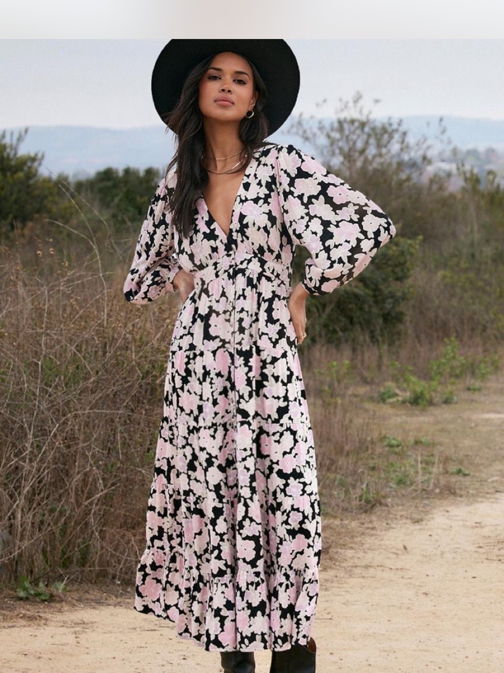 Saltwater Luxe Floral Maxi Dress Long Sleeve